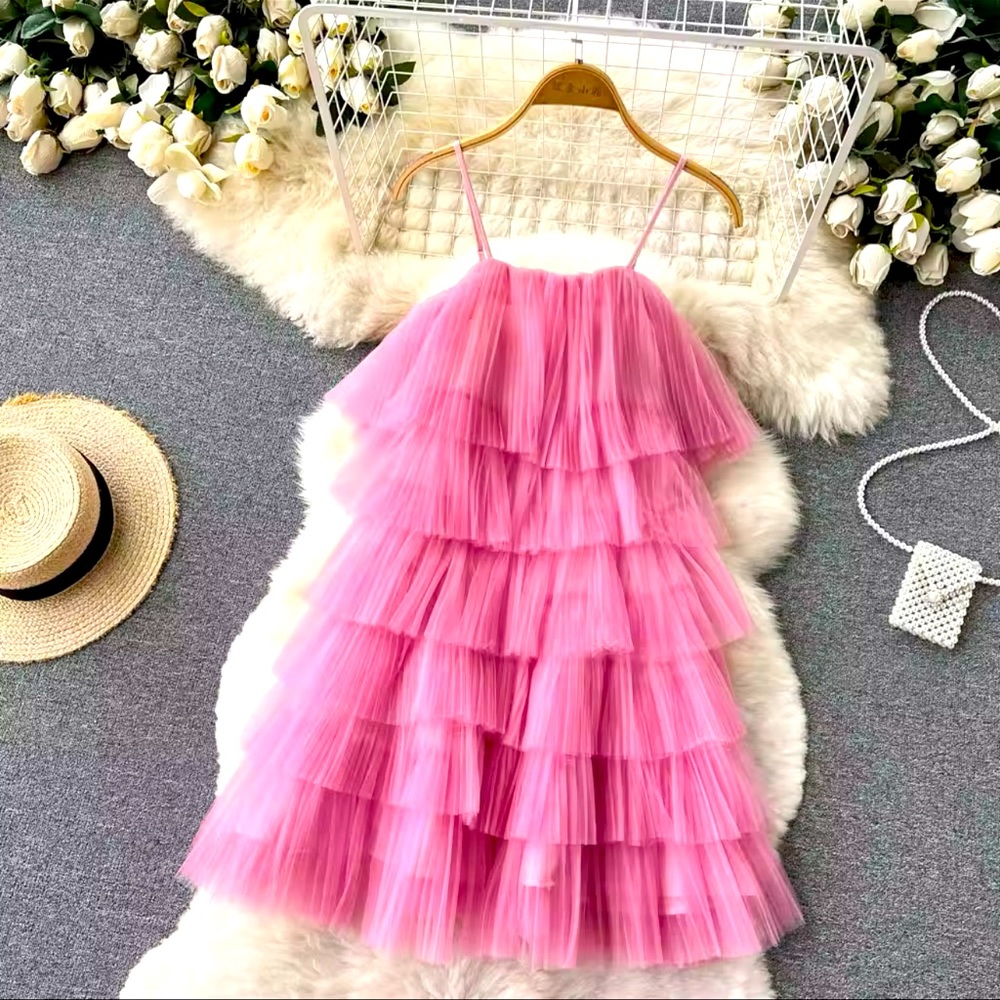 Pink ruffle dress